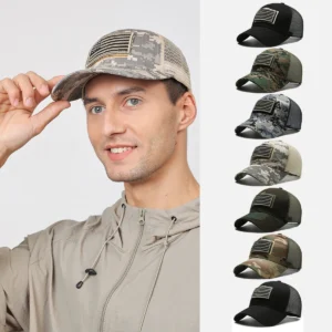 American Logo Personality Sticker Embroidered Women's Baseball Cap Mesh Hat Men's Outdoor Velcro Cap