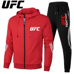 Spring and Autumn UFC Printed Fitness Drawstring Hoodie and Sports Pants Set Fashionable men's jogging outdoor leisure suit