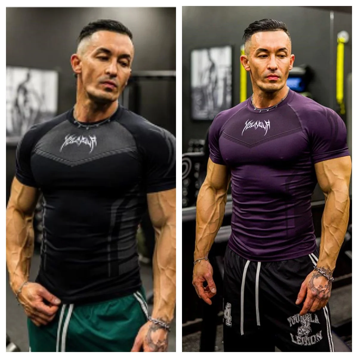 Men Short Sleeve 2025 Spring Autumn New StyleFitness Clothes Quick Drying Breathable Stretch Tight Fitting Clothing T-Shirt - Image 2