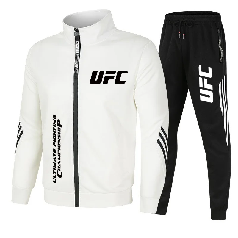 Spring and Autumn UFC Printed Fitness Drawstring Hoodie and Sports Pants Set Fashionable men's jogging outdoor leisure suit - Image 3