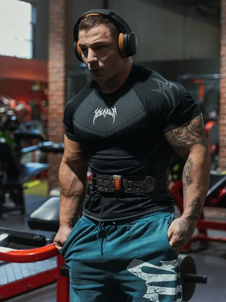 Men Short Sleeve 2025 Spring Autumn New StyleFitness Clothes Quick Drying Breathable Stretch Tight Fitting Clothing T-Shirt - Image 3