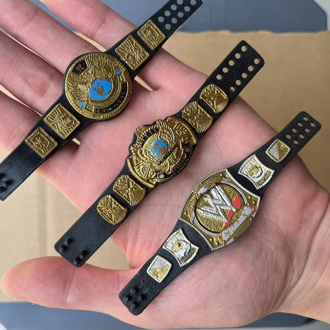 1pcs DIY Rotatable Belt WWE AEW Wrestler Doll Accessory World Championship Gold Belt for 6'' 7'' inch Doll Action Figure