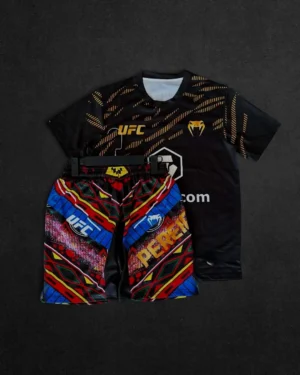 UFC Top Fighter Islamic Makhachev Battle Event T-shirt and Shorts Men's Breathable Jersey Wrestling Running Sweat-absorbing Suit